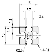 A technical drawing of MiSUMI Extrusion's profile